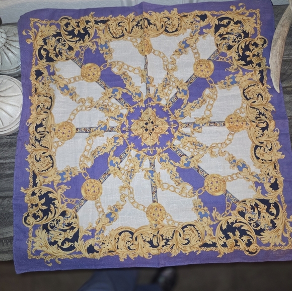 Celine Lavish Purple and Gold Patterned Scarf - Picture 2 of 3